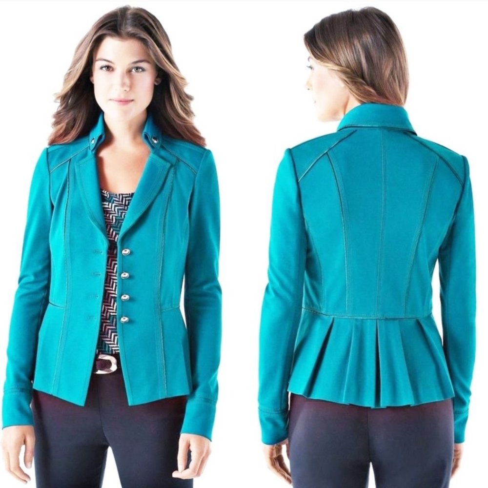 White House Black Market Teal Peplum Blazer